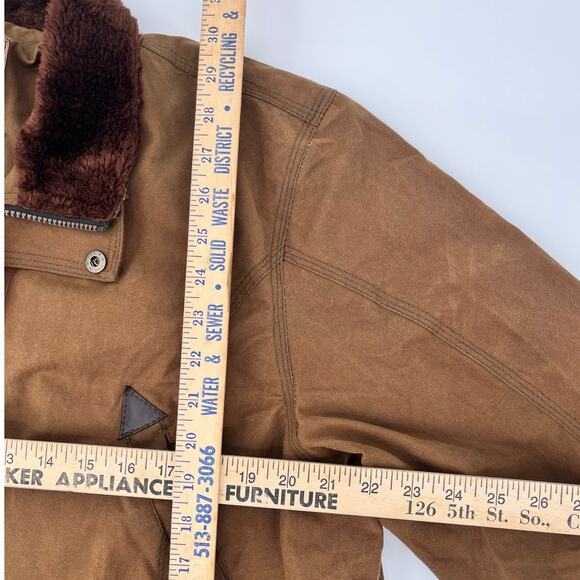 Resistance Oilskin Jacket XL Brown Waterproof Work Coat Faux Fur Lining NWT - Picture 5 of 6
